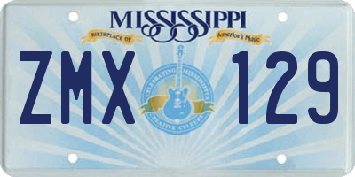 MS license plate ZMX129