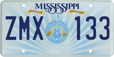 MS license plate ZMX133