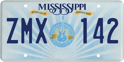 MS license plate ZMX142