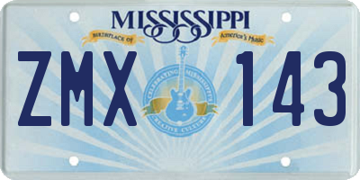 MS license plate ZMX143