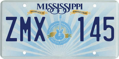 MS license plate ZMX145