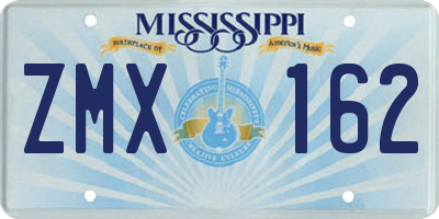 MS license plate ZMX162