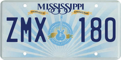 MS license plate ZMX180