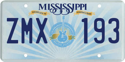MS license plate ZMX193