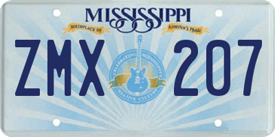 MS license plate ZMX207