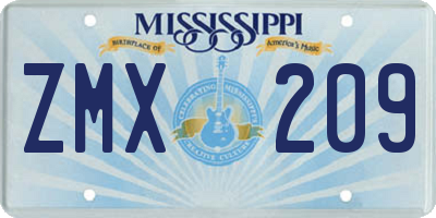 MS license plate ZMX209