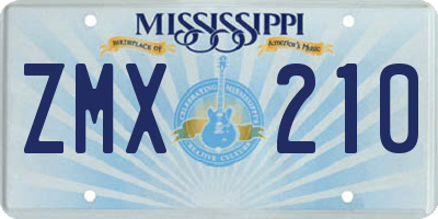 MS license plate ZMX210