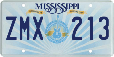 MS license plate ZMX213
