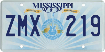 MS license plate ZMX219