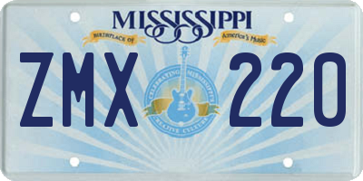MS license plate ZMX220