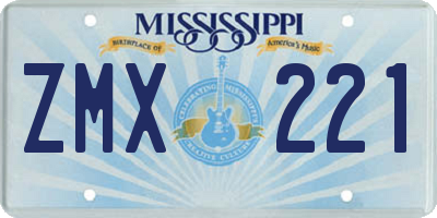 MS license plate ZMX221