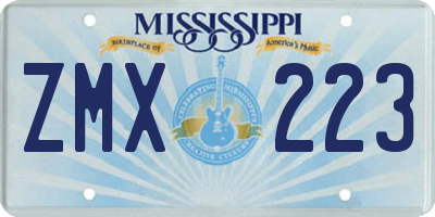 MS license plate ZMX223