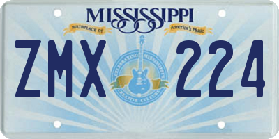MS license plate ZMX224