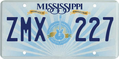 MS license plate ZMX227