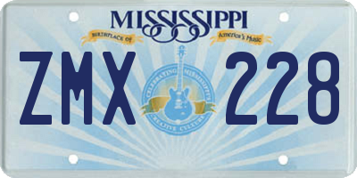 MS license plate ZMX228