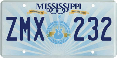 MS license plate ZMX232