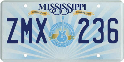 MS license plate ZMX236