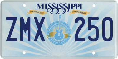 MS license plate ZMX250