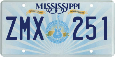 MS license plate ZMX251