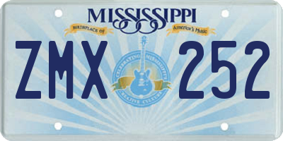 MS license plate ZMX252