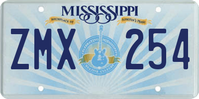 MS license plate ZMX254