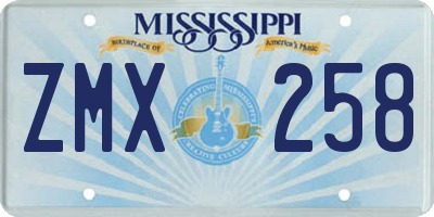 MS license plate ZMX258