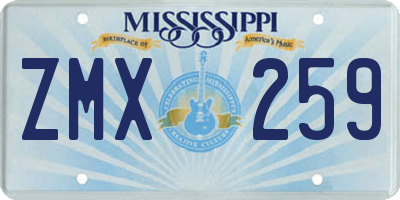 MS license plate ZMX259