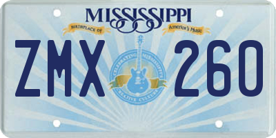 MS license plate ZMX260