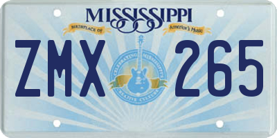 MS license plate ZMX265