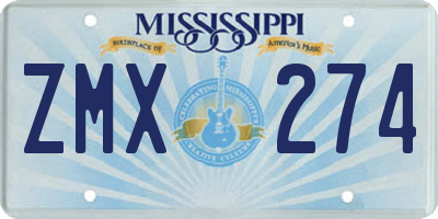 MS license plate ZMX274