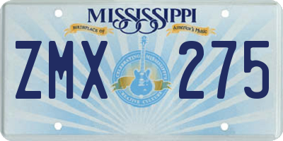 MS license plate ZMX275