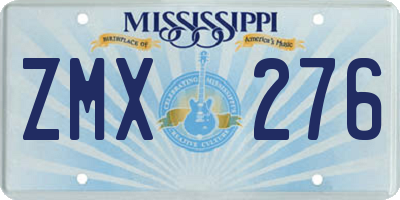 MS license plate ZMX276