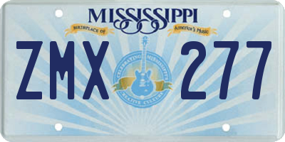 MS license plate ZMX277