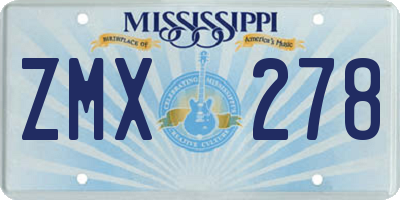 MS license plate ZMX278