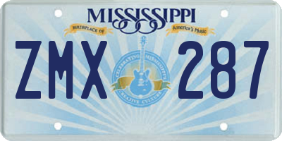 MS license plate ZMX287