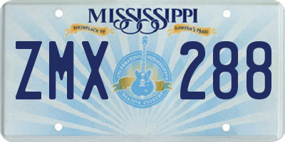 MS license plate ZMX288