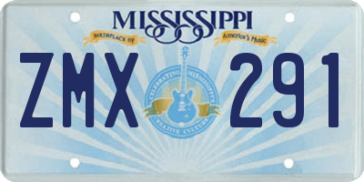 MS license plate ZMX291