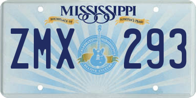 MS license plate ZMX293