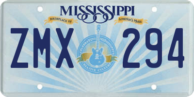 MS license plate ZMX294