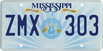 MS license plate ZMX303