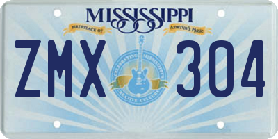 MS license plate ZMX304