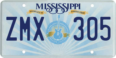 MS license plate ZMX305