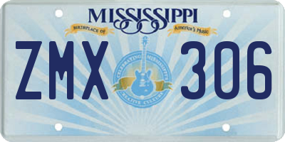 MS license plate ZMX306