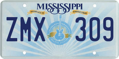 MS license plate ZMX309