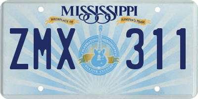 MS license plate ZMX311