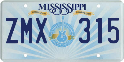 MS license plate ZMX315