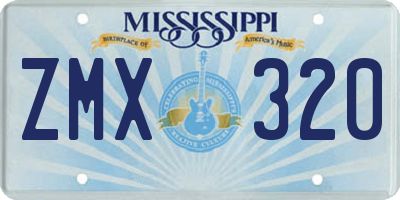MS license plate ZMX320