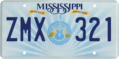 MS license plate ZMX321