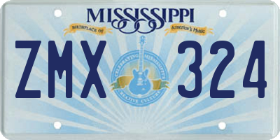 MS license plate ZMX324