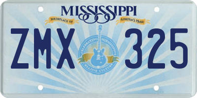 MS license plate ZMX325
